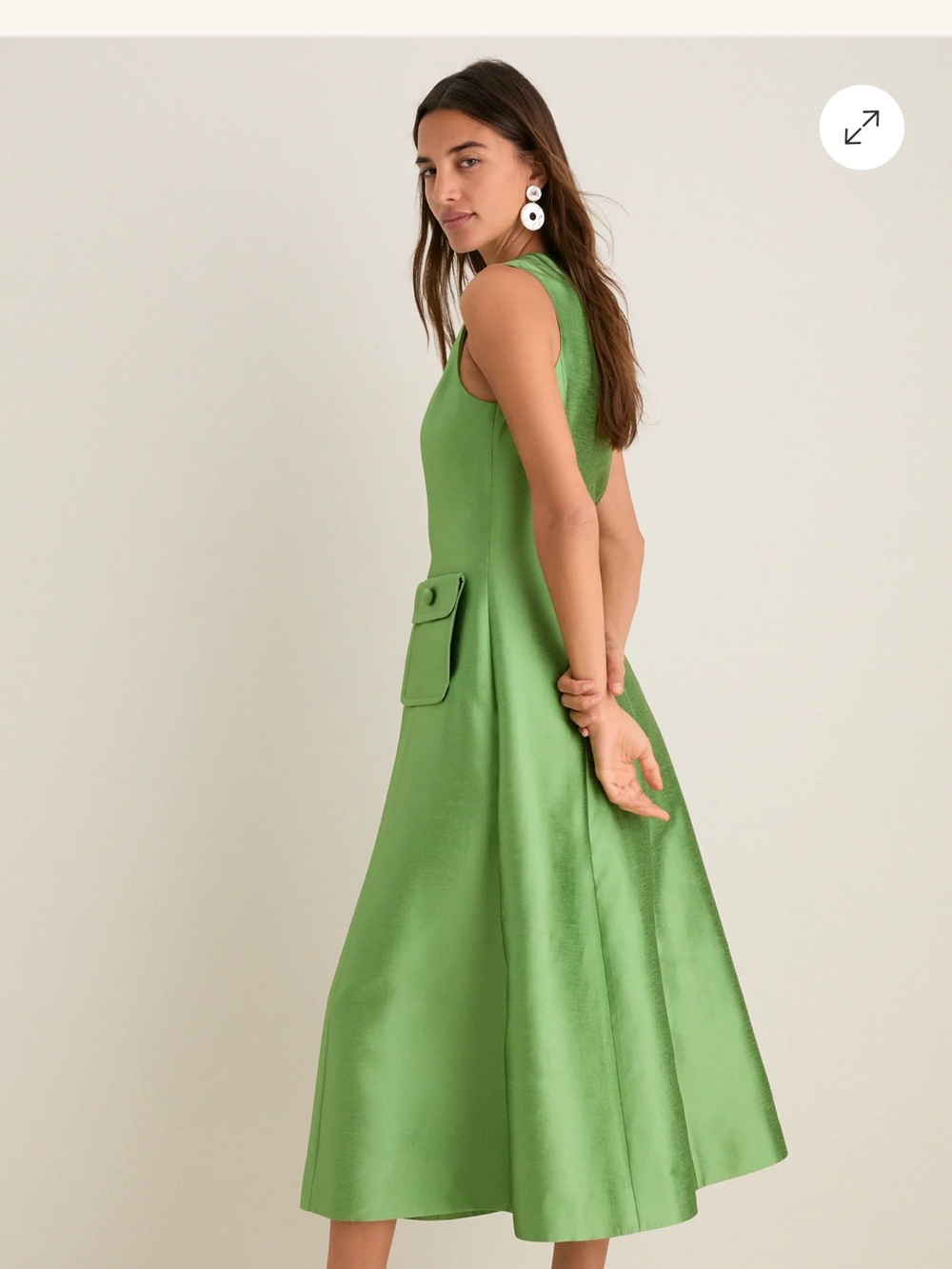 Tuckernuck Pistachio Sleeveless Midi Dress with Patch Pockets - Picture 3 of 7